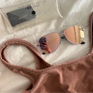 Quay x Desi Sunglasses Mini High Key Gold Mirrored Sunglasses Limited Edition